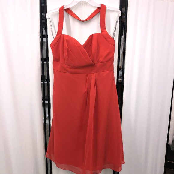 Size 10 Knee-Length Bridesmaid Burnt Orange Persismmon Rust Ginger Halter Cruise - Picture 4 of 7